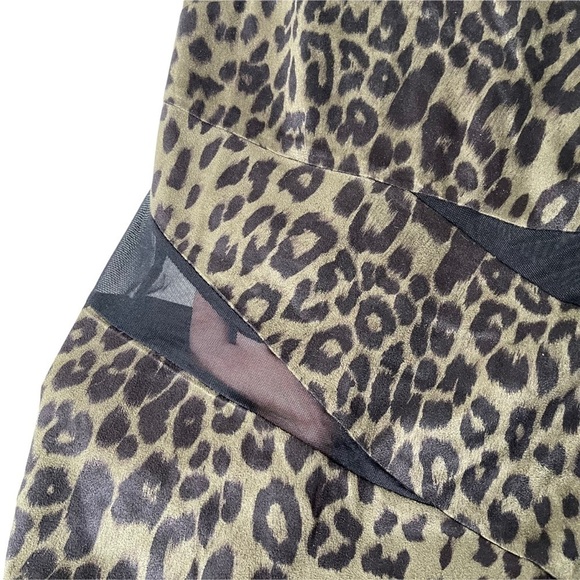 Depri Sexy Bodycon Animal Print Leopard Dress Mesh Panels Size Medium - Picture 2 of 7
